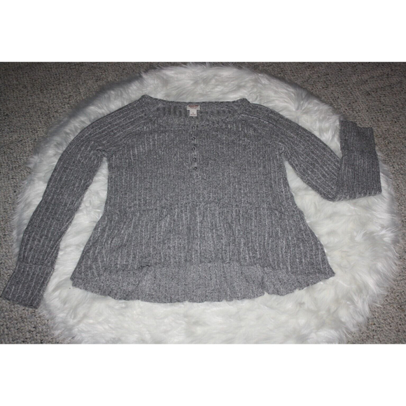 Mossimo Women's Sweater Gray Sz S Light Weight LS Hi-Low Hem Soft - Picture 1 of 6